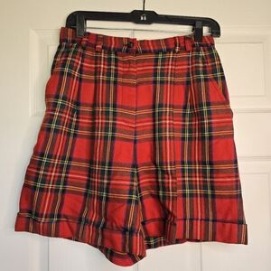 Rafaella Petites Red Plaid High-Waisted Shorts